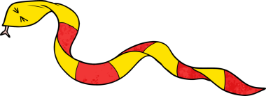 Bir insan tarafından çizilmiş çizgi film yılanı.