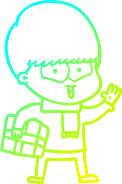 Bir çizgi film karakteri çizen soğuk çizgi bir insan tarafından çizilmiş mutlu çocuk.