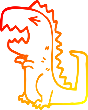 Bir insan tarafından çizilen kükreyen bir çizgi filmin sıcak gradyan çizimi