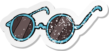 İnsan tarafından çizilmiş bir çizgi film güneş gözlüğünün gerilimli yapıştırması.