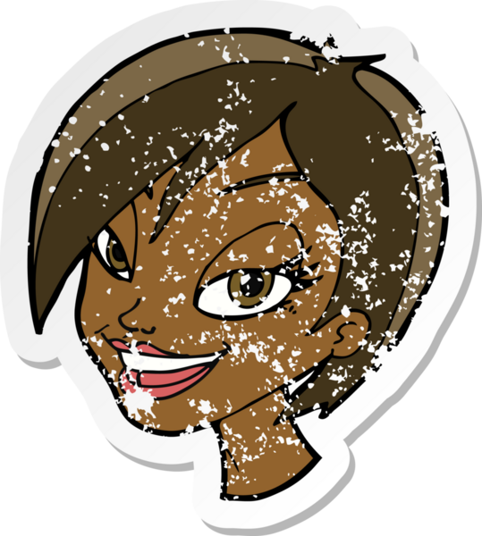 Bir insan tarafından çizilmiş bir karikatürün gerilimli retro yapıştırması.