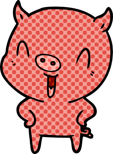 Bir insan tarafından çizilmiş mutlu çizgi film domuzu.