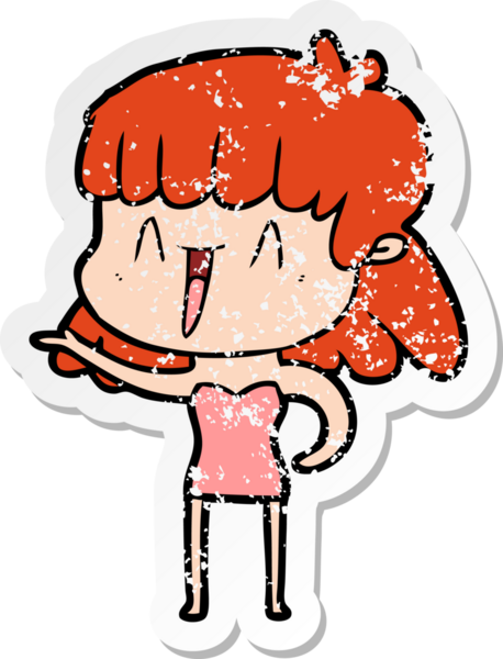 Bir insan tarafından çizilmiş karikatür bir kadının sıkıntılı çıkartması.