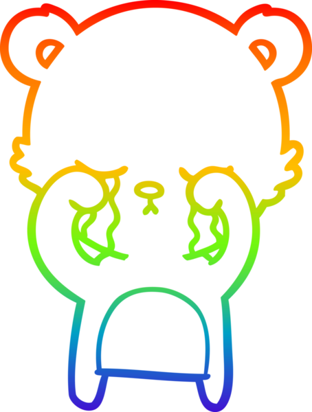 Bir insan tarafından çizilmiş ağlayan çizgi film ayısının çizimi.