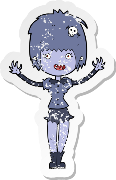 Bir insan tarafından çizilmiş vampir bir kızın gerilimli çıkartması.