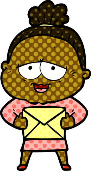 Bir insan tarafından çizilmiş mutlu yaşlı kadın çizgi filmi.