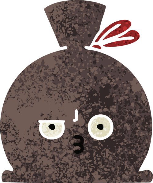 Bir insan tarafından çizilmiş bir çuvalın retro illüstrasyon tarzı karikatürü