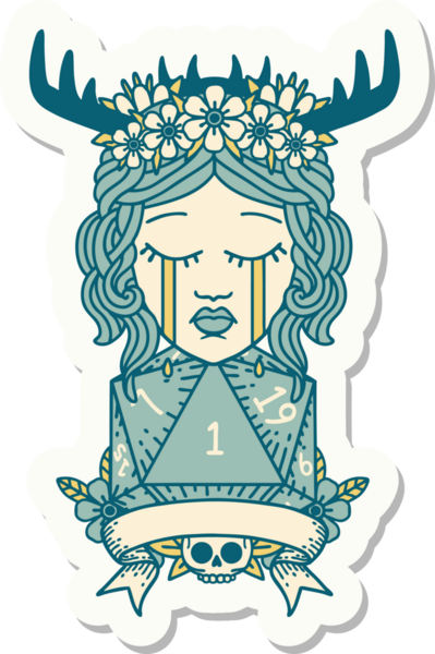 Bir insan tarafından çizilmiş doğal bir rulo ile ağlayan bir insan rahibin çıkartması.