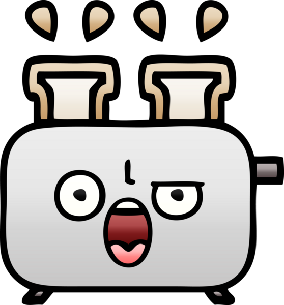 Bir insan tarafından çizilmiş tost makinesinin gölgelenmiş karikatürü.