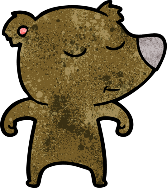 Bir insan tarafından çizilmiş mutlu çizgi film ayısı.