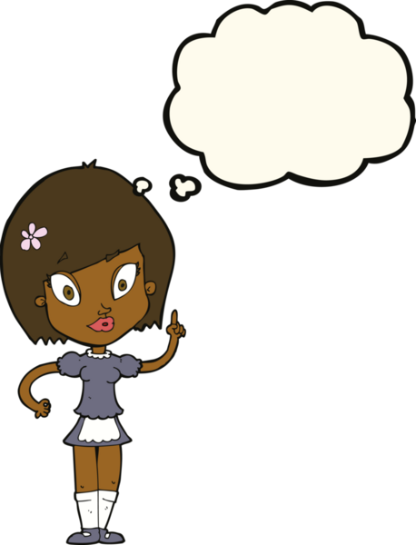 Bir insan tarafından çizilmiş düşünce baloncuğu olan güzel bir kız.