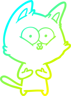 Bir insan tarafından çizilen çizgi film kedisinin soğuk gradyan çizgisi.