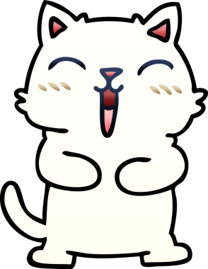 bir insan tarafından çizilmiş gölgelenmiş garip çizgi film kedisi.