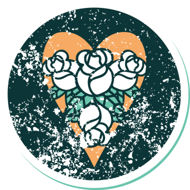 Bir insan tarafından çizilmiş kalp ve çiçeklerin sembolik depresif dövme şekli