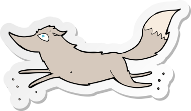 Bir insan tarafından çizilmiş bir kurt çizgi filminin çıkartması.