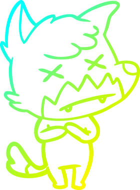 Bir insan tarafından çizilmiş şaşı tilki çizgi çizimi.