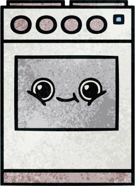 Bir insan tarafından çizilmiş mutfak fırınının retro grunge deseni.