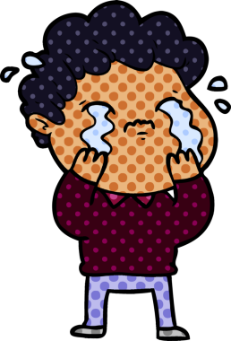 Bir insan tarafından çizilmiş ağlayan çizgi film adamı.