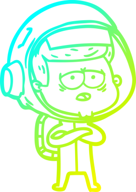 Bir insan tarafından çizilmiş soğuk gradyan çizgi çizimi yorgun astronot