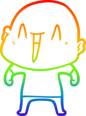 gökkuşağı gradyan çizimi mutlu bir çizgi kel adamın çizimi bir insan tarafından çizildi