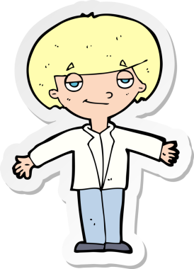 Bir insan tarafından çizilmiş kendini beğenmiş bir çocuğun çıkartması.