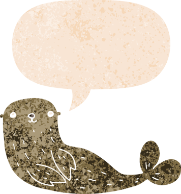 grunge ile konuşma balonu ile karikatür mühür sıkıntılı retro stil bir insan tarafından çizilmiş