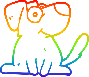 gökkuşağı gradyan çizgi çizimi bir insan tarafından çizilmiş mutlu bir köpek