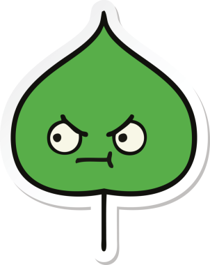 Bir insan tarafından çizilmiş sevimli bir çizgi film yaprağının çıkartması.