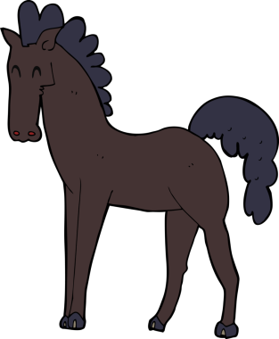 Bir insan tarafından çizilmiş çizgi film atı.