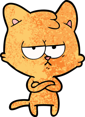 Bir insan tarafından çizilmiş sıkıcı çizgi film kedisi.