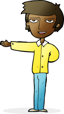 Çizgi filmci bir insan tarafından çizilmiş.