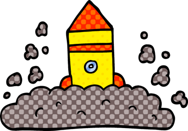 Bir insan tarafından çizilmiş karalama roketi fırlatma