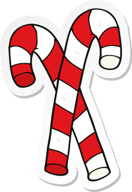 Bir insan tarafından çizilmiş karikatür şeker kamışı çıkartması.