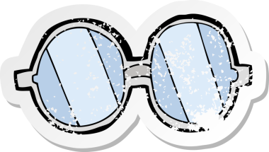 Bir insan tarafından çizilmiş karikatür gözlüğünün gerilimli yapıştırması.