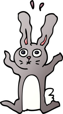 Çizgi film karalaması bir insan tarafından çizilmiş korkmuş tavşan.