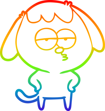 gökkuşağı gradyan çizgi çizimi bir insan tarafından çizilmiş sıkılmış bir köpek