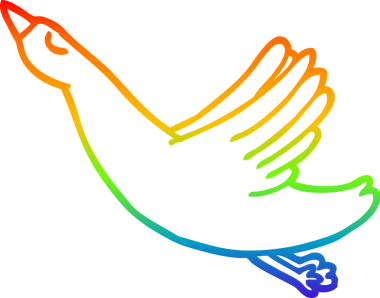 gökkuşağı gradyan çizgi çizimi bir insan tarafından çizilmiş uçan ördek