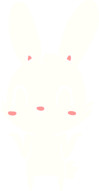 Bir insan tarafından çizilmiş düz renk çizgi film tavşanı.