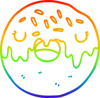 gökkuşağı gradyan çizgi çizimi bir insan tarafından çizilmiş bir çörek