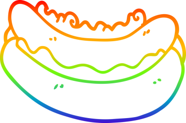 Gökkuşağı gradyan çizgisi bir insan tarafından çizilmiş bir sosisli sandviçin çizimi