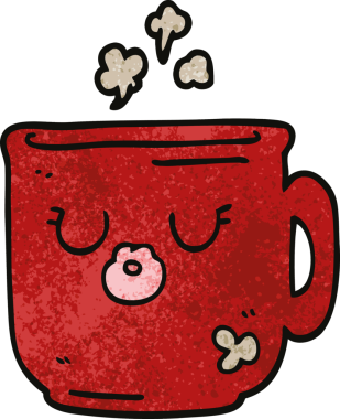 Bir insan tarafından çizilmiş sıcak kahve fincanı.