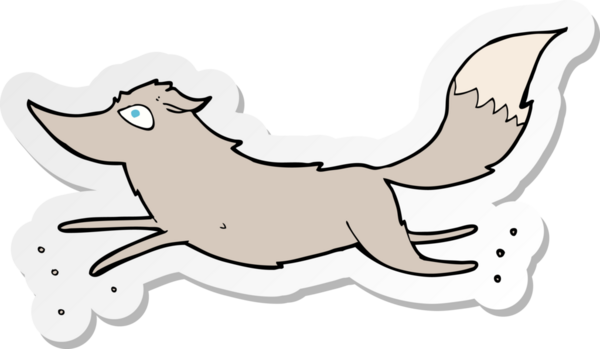 Bir insan tarafından çizilmiş bir kurt çizgi filminin çıkartması.