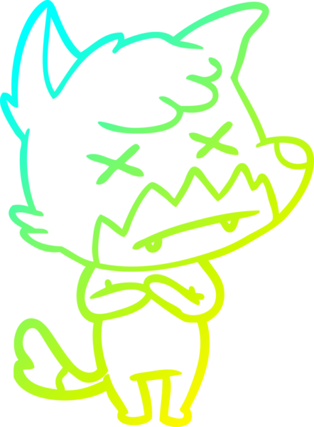 Bir insan tarafından çizilmiş şaşı tilki çizgi çizimi.