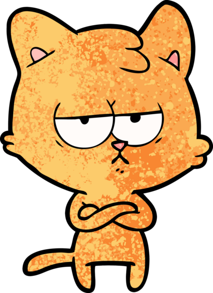 Bir insan tarafından çizilmiş sıkıcı çizgi film kedisi.