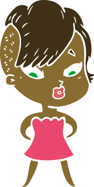 Düz renkli çizgi film bir insan tarafından çizilmiş kızı şaşırttı.