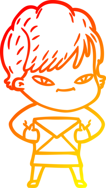 Bir insan tarafından çizilmiş mutlu bir kadının çizgi çizimi.