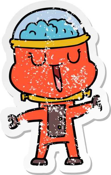 Bir insan tarafından çizilen mutlu çizgi film robotunun sıkıntılı çıkartması.