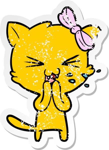 Bir insan tarafından çizilmiş karikatür bir kedinin sıkıntılı çıkartması.