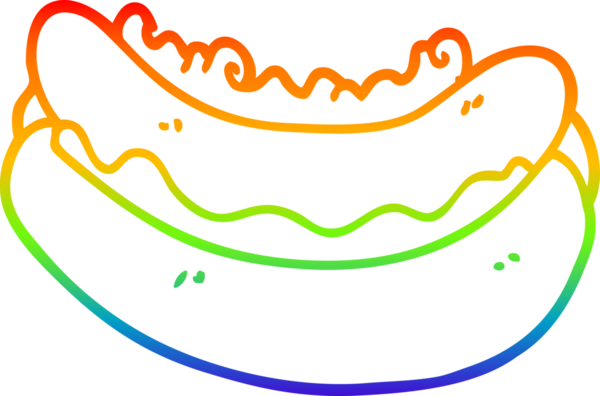 Gökkuşağı gradyan çizgisi bir insan tarafından çizilmiş bir sosisli sandviçin çizimi