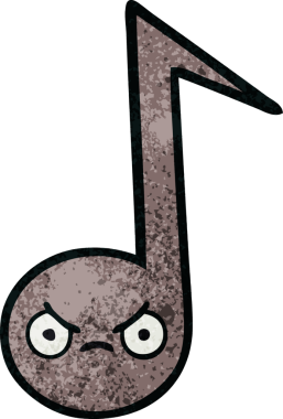 Bir insan tarafından çizilmiş müzikal notanın retro grunge desen karikatürü